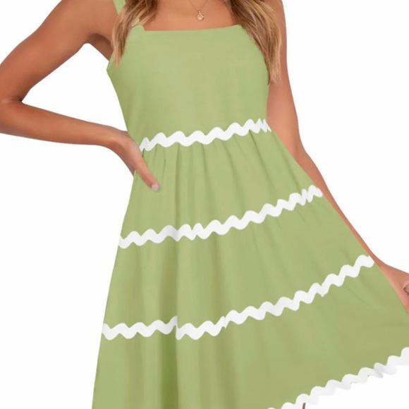 Chic Olive Green Tiered Mini Dress - Picture 2 of 6